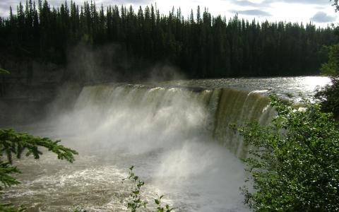 自然，森林，山区河流，瀑布，瀑布，水，美丽，钓鱼