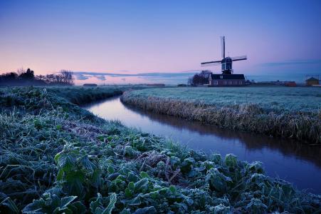 早上，冬天，黎明，荷兰