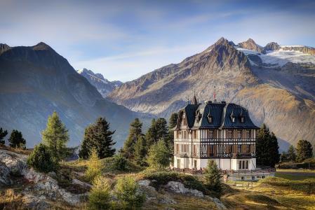 别墅，瑞士，阿尔卑斯山，山区