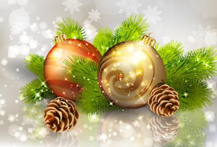 新年，圣诞节，球，新年，假期，圣诞节