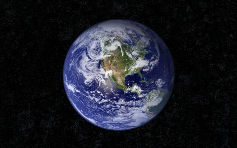 地球，蓝色的星球，从空间的视图