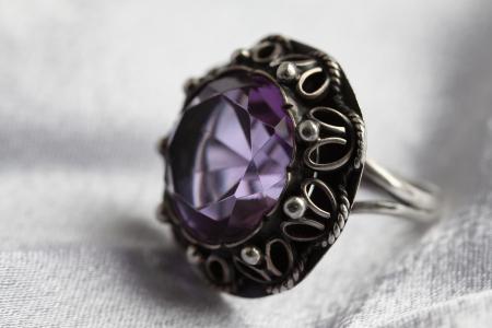 珠宝，石头，紫水晶，戒指，银