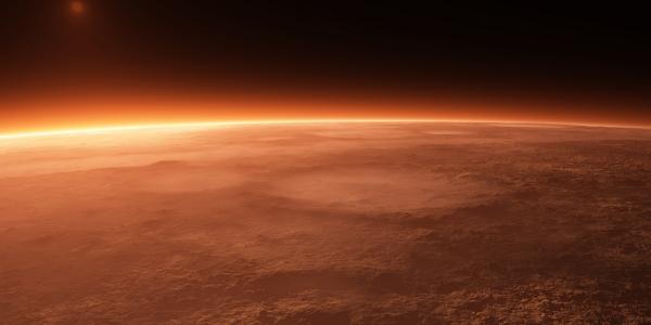 火星，表面，灰尘，陨石坑，气氛，地平线