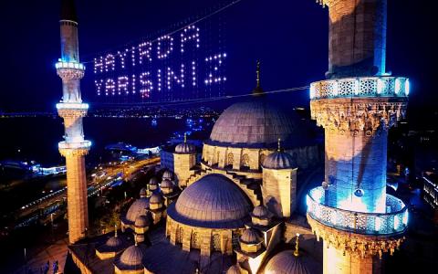 伊斯坦布尔，伊斯坦布尔，晚上，曝光，晚上，土耳其，新的清真寺