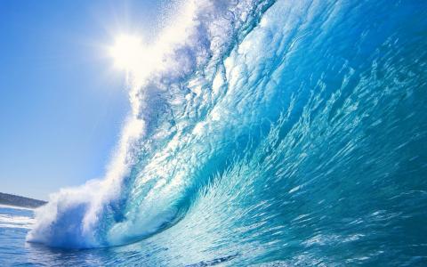 海洋，波，太阳，美丽，飞溅，水，性质