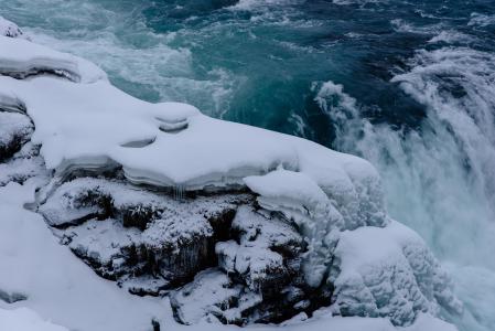 冰岛，瀑布，雪，大自然