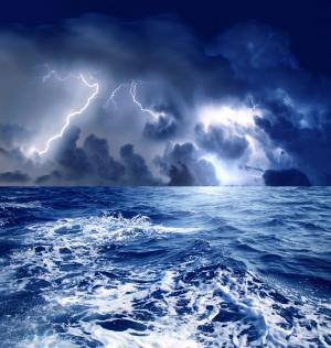 海，海洋，水，宽屏，风暴，风暴，云，雷，闪电