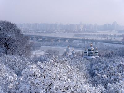 基辅，冬天，第聂伯河，桥梁
