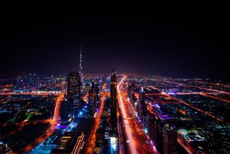 魅力都市迪拜的夜景