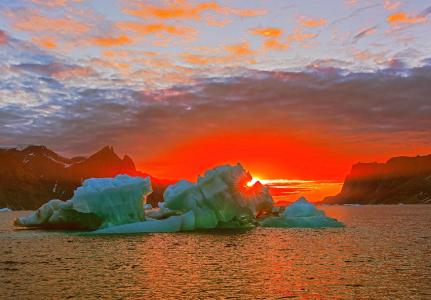 早上好，海，冰，Fiord Scoresby Sound，东格陵兰岛，Litvak.I