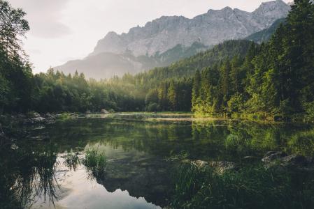 自然，湖，山，森林，美丽，超级照片，德国