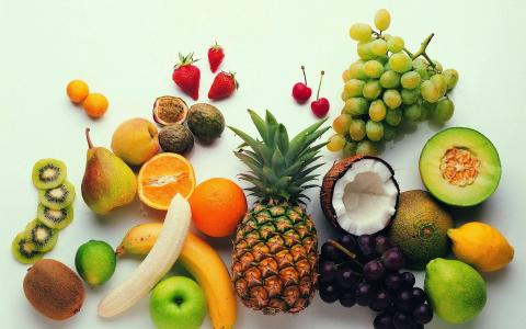水果，背景，菠萝，葡萄，什锦，香蕉，猕猴桃，柠檬，酸橙，椰子，草莓，无花果，浆果，橙，柑橘，梨，甜瓜，杏