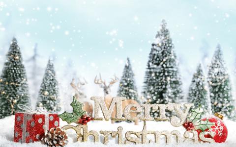 新年，圣诞节，圣诞节，毛皮树，云杉，圣诞树，礼物，锥，锥，雪，雪花，模糊，新的一年，圣诞快乐，冬季，雪，背景，壁纸，宽屏，全屏，