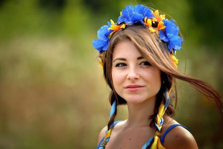 女孩，模型，达娜格哈特，乌克兰，乌克兰，花圈，丝带