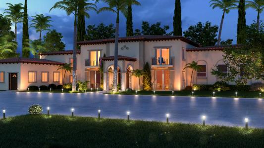房子，棕榈树，照明，项目，3D