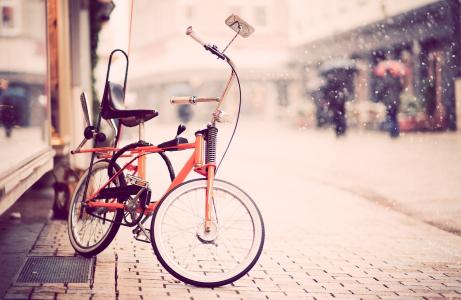 自行车，街，人，效果，背景，美丽