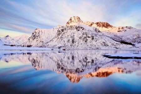 冬天，挪威，山，雪，天空，几点思考，flakstad__ya峡湾