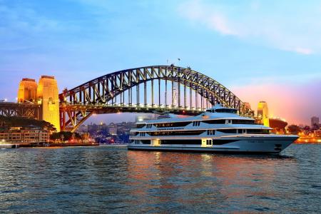 澳大利亚，悉尼，桥梁，摩托艇，城市，灯光，照明，美容