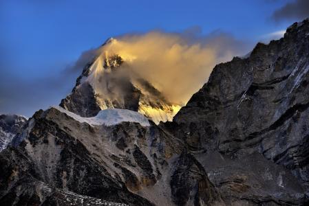 山，云，早晨，尼泊尔，喜马拉雅山，Khramtsov弗拉迪斯拉夫