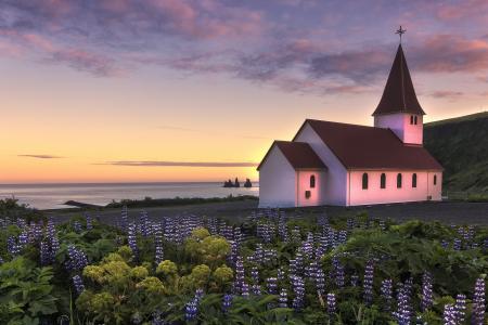 照片，冰岛，教堂，岸，性质，美丽