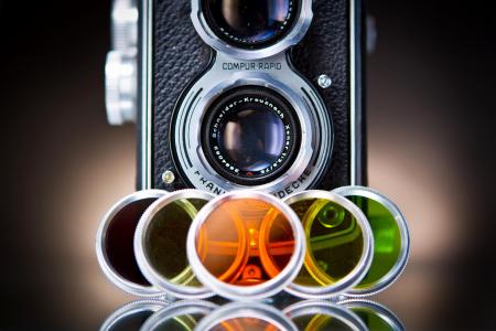 相机，相机，镜头，玻璃，颜色，不同，复古