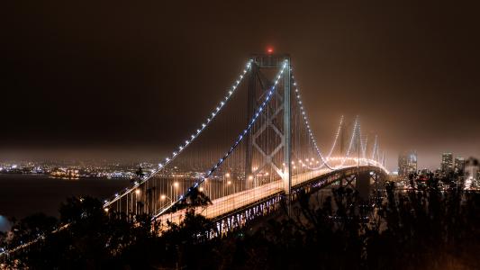 桥，加利福尼亚州，旧金山，夜，城市