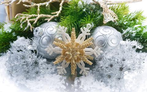 圣诞装饰品，雪花，新年，新年，假期
