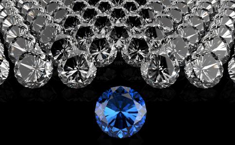 蓝色钻石，鹅卵石，钻石，黑色的背景