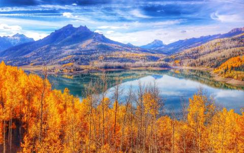 科罗拉多州，秋天，山，湖，美国，科罗拉多州，美国