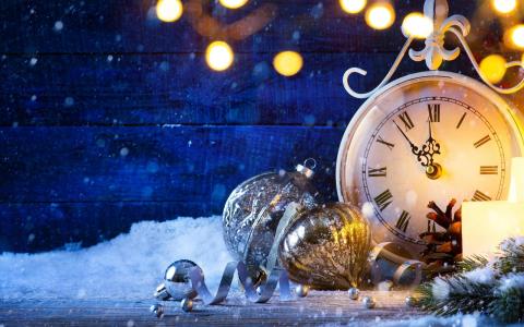 圣诞节，背景，设计，元素，时钟，玩具，雪，新的一年