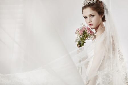 新娘，面纱，鲜花，背景