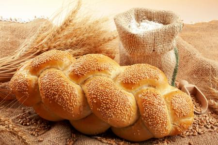面包，谷物，面包，小麦，芝麻，面粉，耳朵，袋子