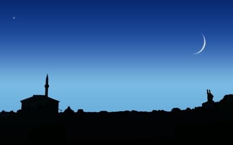 清真寺，星级，天空，夜晚，月亮