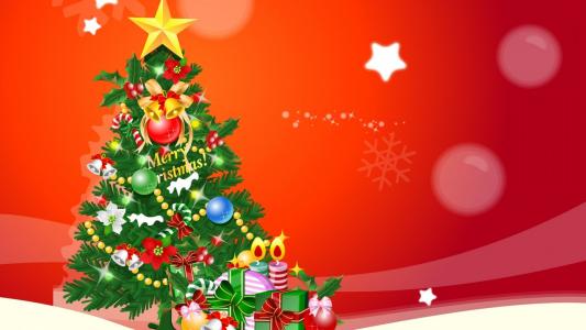 明星，新的一年，毛皮树，玩具，礼品，圣诞节