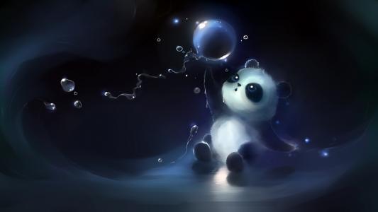 熊猫，绘图，眼睛，婴儿，泡沫
