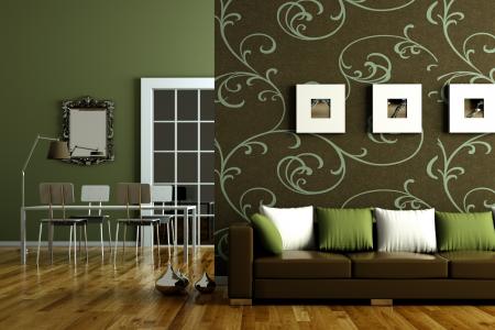 绿色，公寓，棕色，室内，风格，设计