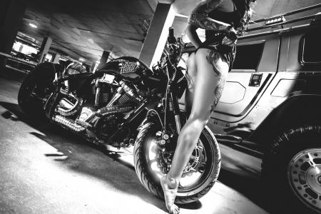 摩托车，女孩，汽车，亲照片，Borya粉