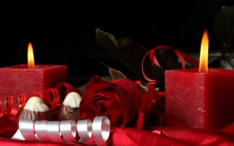 静物，红玫瑰，蜡烛，圣诞节