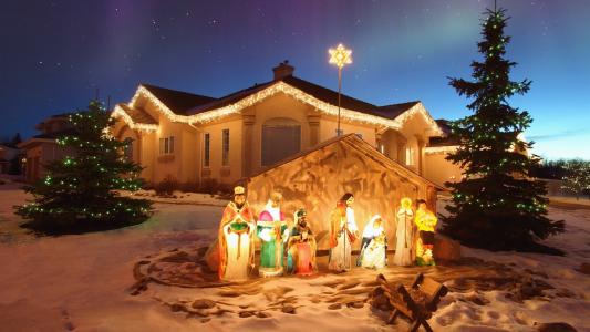 图片，圣诞节，棚，玛丽亚，耶稣