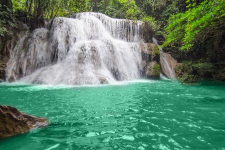 瀑布，泰国，森林，水，河，瀑布，美丽，丛林