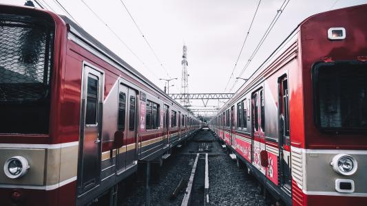 车站，轨道，火车，火车，红色