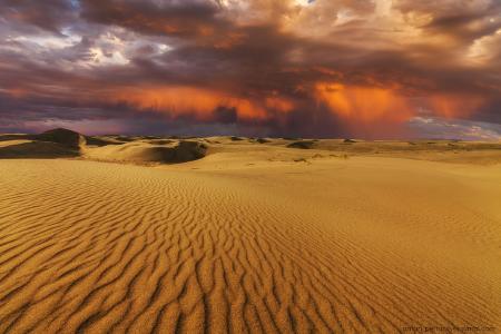 戈壁，雨，日落，蒙古，沙漠，由安东佩图斯