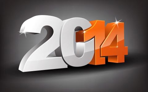 2014年，新年，假期，数字，音量，3D