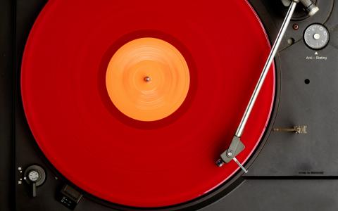 黑胶唱片，DJ乐器，红色