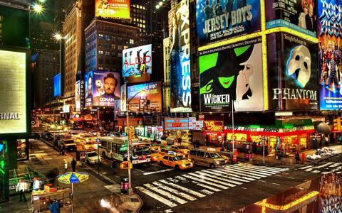 纽约时报广场，美国纽约，购物，灯光，城市