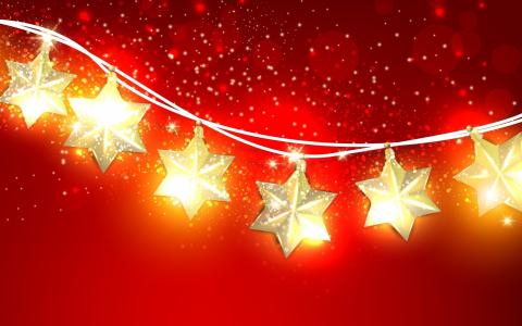 假日，圣诞节，加兰，星星，光，星星，闪光，灯，装饰品