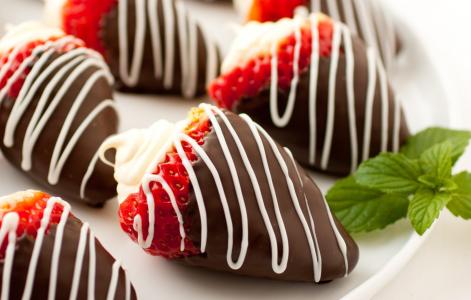 草莓，巧克力，水果，巧克力，马斯卡彭，食物，草莓，水果
