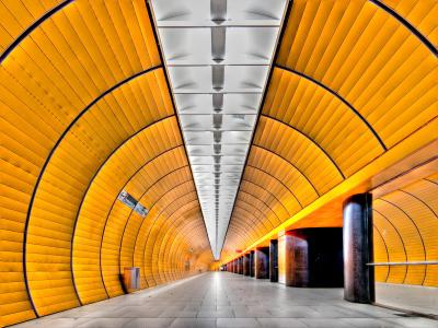 隧道，黄色，颜色，地下，地铁