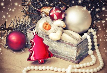 圣诞树，雪少女，玩具，圣诞树