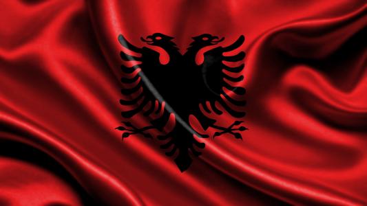 阿尔巴尼亚，国旗，3d，阿尔巴尼亚，国旗